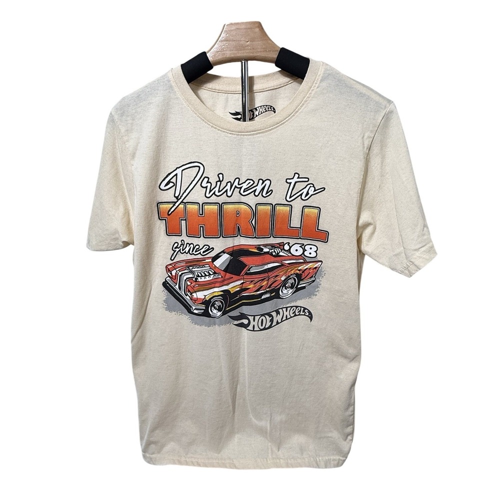 Hot Wheels‎ Graphic T-Shirt Mens Medium Cream Driven to Thrill Since 68 Tee